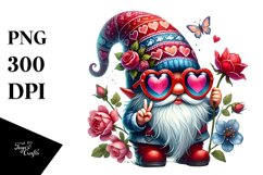 Valentines Gnome with Sunglasses PNG Product Image 1