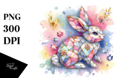 Colorful Pastel Diamond Bunny, PNG Product Image 1