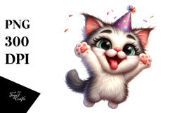 Playful Kitten with Party Hat, PNG Product Image 1