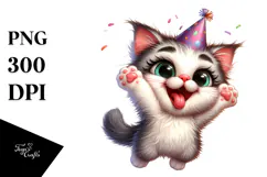 Playful Kitten with Party Hat, PNG Product Image 1