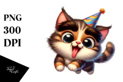 Curious Kitten with Party Hat, High-Res PNG Product Image 1