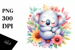 Cute Baby Koala Sleeping in Flower Clipart Product Image 3