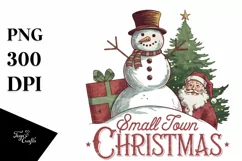 Retro Small Town Christmas Snow Man Png Product Image 5