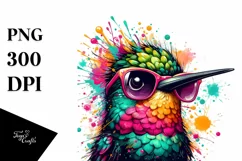 Vibrant Quirky Hummingbird Sticker | Artistic Summer Clipart Product Image 1