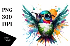 Vibrant Quirky Hummingbird Sticker | Artistic Summer Clipart Product Image 3