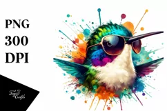 Vibrant Quirky Hummingbird Sticker | Artistic Summer Clipart Product Image 1