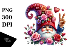 Detailed Valentines Gnome, Watercolor PNG Product Image 1