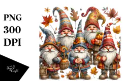 Detailed Autumn Gnome PNG Product Image 1
