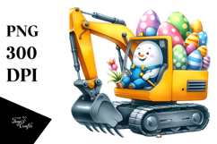 Bunny with Excavator and Easter Eggs, PNG Product Image 1