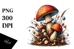 Detailed Wooden Small Stained Mushroom Watercolor Splash Product Image 1
