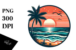 Retro Tropical Beach Sunset, 20 oz Tumbler Product Image 1
