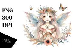 Washed Watercolor Boho Fairy, Transparent PNG Product Image 1