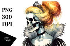 Washed Watercolor Style Vampire Skull PNG Product Image 1