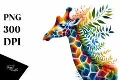 Abstract Vibrant Plant Leaves Giraffe PNG Product Image 1