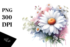 Daisy Watercolor Abstract Sublimation Clipart Product Image 1