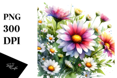 Daisy Watercolor Vibrant Sublimation Clipart Product Image 1