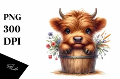 Cute Baby Highland Cow, PNG Product Image 3