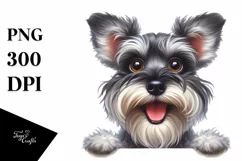Funny Miniature Schnauzer Peek Over Paper Clipart Product Image 1