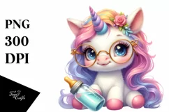 Cute Baby Unicorn with es | Sublimation | Clipart Product Image 3