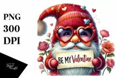 Detailed Valentines Gnome with Sunglasses PNG Product Image 1