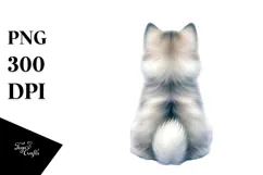 Watercolor Siberian Husky with Christmas Decorations, PNG Product Image 1