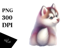 Pastel Siberian Husky with Christmas Decor, High-Res PNG Product Image 1