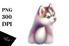 Pastel Siberian Husky with Christmas Decor, High-Res PNG Product Image 1