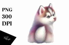 Pastel Siberian Husky with Christmas Decor, High-Res PNG Product Image 1