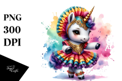 Joyful Unicorn in Saltarello Dancer's Costume, High-Res PNG Product Image 1