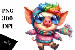 Cute Baby Pig Dancing PNG Product Image 1