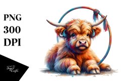 Whimsical Highland Cow with Hoop, High-Res PNG Product Image 3