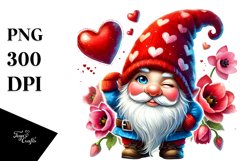 Valentines Gnome Winking with Heart Sign PNG Product Image 1