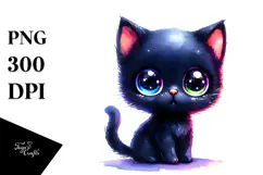 Cute Baby Black Cat PNG Product Image 1