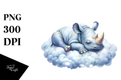 Cute Baby Rhino Sleeping PNG Product Image 1