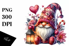 Detailed Valentines Gnome with Large Hat PNG Product Image 1