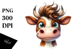 Funny Cow with Cool Hair PNG Product Image 1
