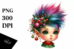 Baby Elf with Christmas Decorations, PNG Product Image 7