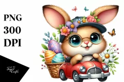 Easter Bunny Egg Flower, Clipart |T-shirt, Mug PNG Product Image 1