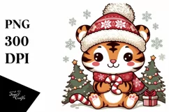 Cute Baby Tiger in Retro Style PNG Product Image 3