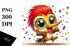 Colorful Baby Woodpecker PNG Product Image 3
