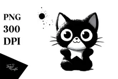 Funny Simple Black Cat, Transparent PNG Product Image 1