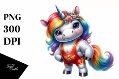 Baby Unicorn Wrestler PNG Product Image 1