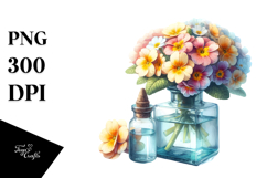 Bottle Primrose Watercolor Sublimation Clipart Product Image 1