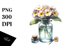 Bottle Primrose Watercolor Sublimation Clipart Product Image 1
