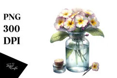 Bottle Primrose Watercolor Sublimation Clipart Product Image 1
