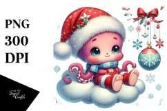 Cute Vibrant Retro Baby Octopus PNG Product Image 3