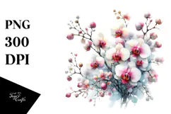 Orchid Washed Watercolor Sublimation Clipart Product Image 1