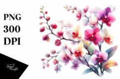Orchid Washed Watercolor Sublimation Clipart Product Image 3