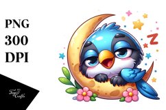 Napping Baby Magpie on Moon Clipart Product Image 3