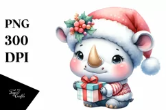 Expressive Baby Winter Rhino PNG Product Image 1